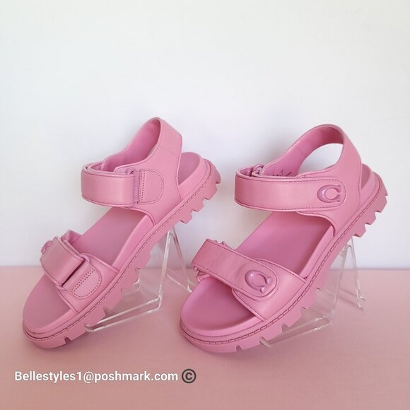 COACH Brynn Double Strap Smooth Leather Sandal- Vivid Pink Color. Women’s 6.5B⭐ - Picture 5 of 16